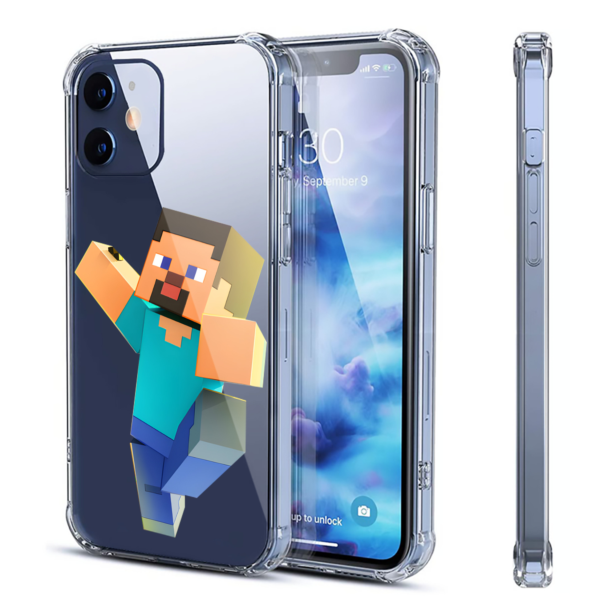 （画像用） マインクラフト ブロックの世界 Minecraft MC Block world 【iPhone 12シリーズ対応】透明スマホケース（クリアソフトケース）